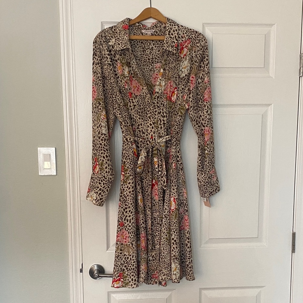 Nanette Lepore Animal Print Dress with Floral Accents